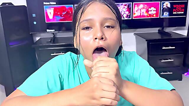 Sexy young latina in nurse uniform gives me a nice blowjob and gets fucked doggystyle