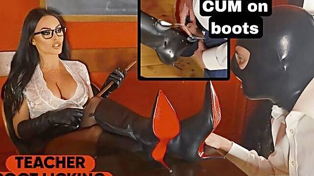 Evil teacher boot worship with cumming on boots - [FHD MOV] | Evilwoman